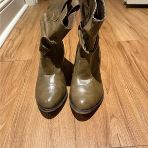 Charles David Olive Heeled Boots